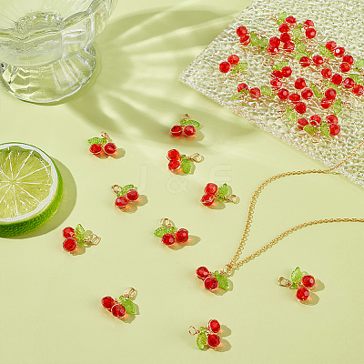 30Pcs Acrylic Glass Pendants PALLOY-ME00031-1