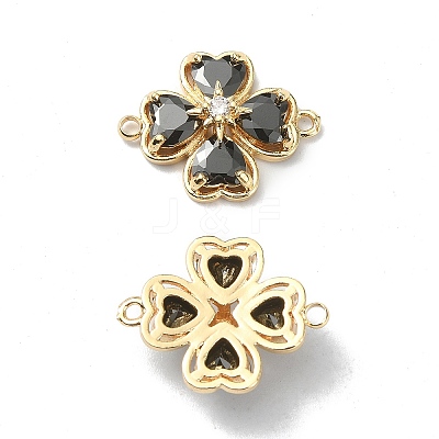 Brass Pave Clear Cubic Zirconia Connector Charms KK-B072-09G-1