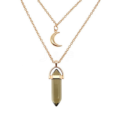 Dyed Natural Jasper Cone Pendant Double Layer Necklace UX9990-10-1