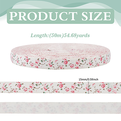 50M Flower Pattern Cotton Ribbon OCOR-BC0008-98-1