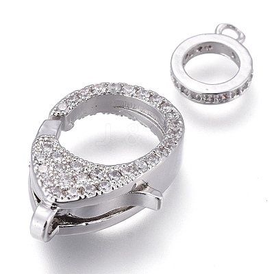 Brass Micro Pave Cubic Zirconia Lobster Claw Clasps ZIRC-M108-12A-P-1