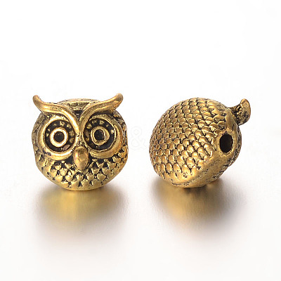 Owl Alloy Beads X-PALLOY-L161-04AG-1