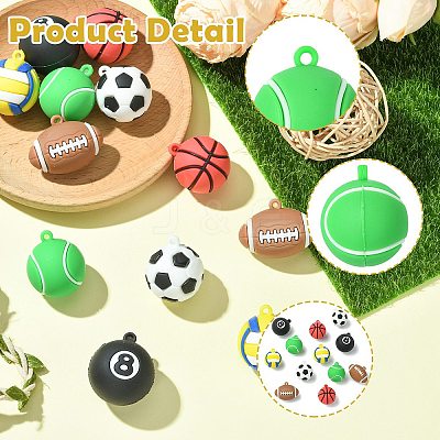 12Pcs 6 Styles PVC Opaque Plastic Pendants KY-CJ0002-15-1