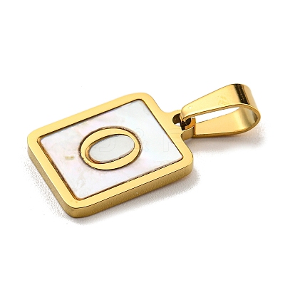 PVD Vacuum Plating 304 Stainless Steel Pave Natural White Shell Pendants STAS-S130-03G-O-1