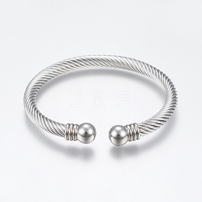 Tarnish Resistant 304 Stainless Steel Torque Bangles BJEW-G584-05B-1