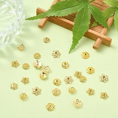 100Pcs 10 Styles Brass Bead Caps KK-CJ0002-08-1