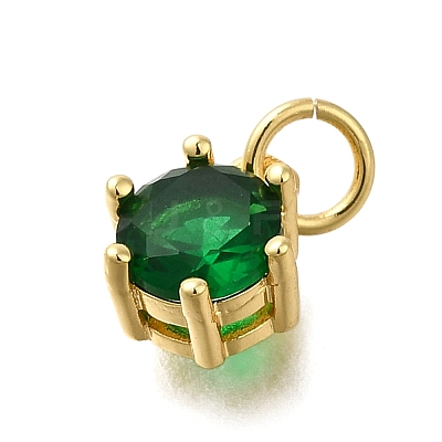 Brass Pave Cubic Zirconia Pendants KK-V002-23G-06-1