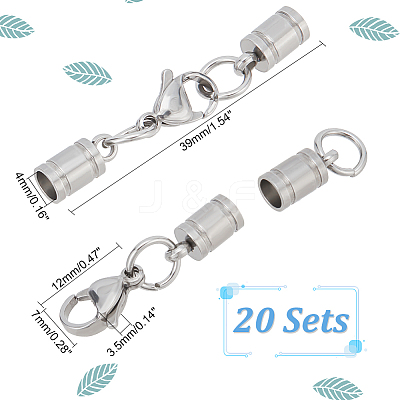 20 Sets 304 Stainless Steel Lobster Claw Clasps STAS-PH0004-74-1
