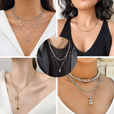 16Pcs 4 Style 304 Stainless Steel Chain Necklaces NJEW-TAC0026-1