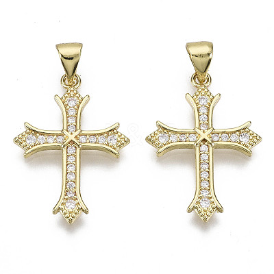 Brass Micro Pave Clear Cubic Zirconia Pendants ZIRC-N039-072-NF-1