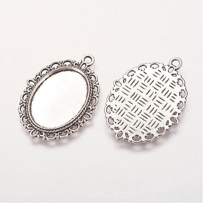Zinc Alloy Pendant Settings for Cabochon & Rhinestone X-PALLOY-A15257-AS-FF-1