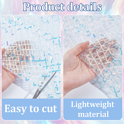 1M Polyester & PVC Sequined Mesh Fabric DIY-CY0003-54A-1