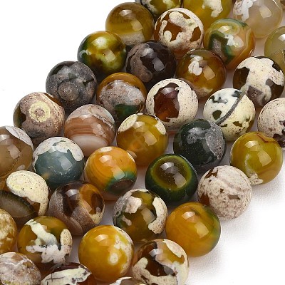 Natural Fire Crackle Agate(Dyed & Heated) Beads Strands G-K425-A02-14mm-1