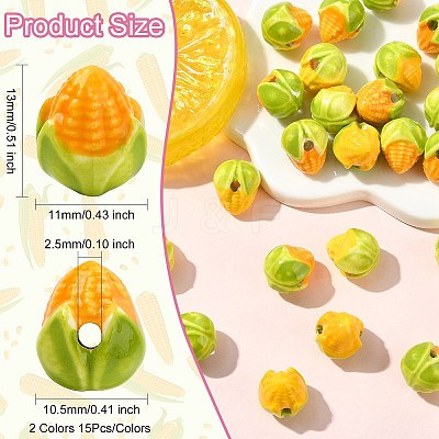 30Pcs 2 Colors Famille Rose Porcelain Beads PORC-CJ0001-16-1