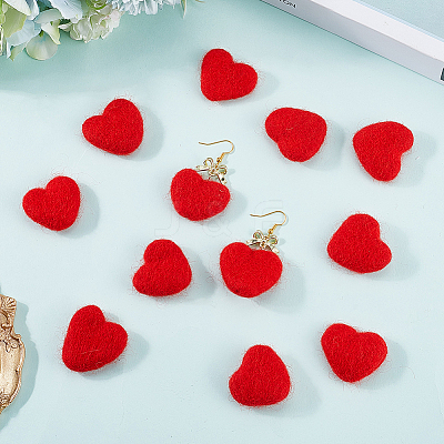 12Pcs Heart Wool Needle Felting Decoration DIY-SC0030-14B-1