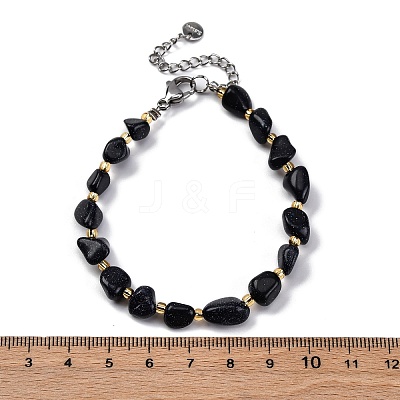 Synthetic Blue Goldstone Beaded Bracelets for Women G-P563-07P-13-1