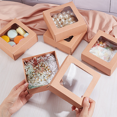Folding Kraft Paper Cardboard Jewelry Gift Boxes LS-CON-WH0092-25C-1