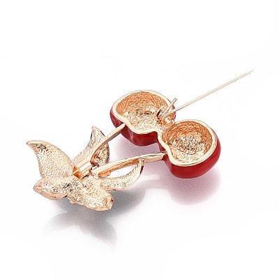 Cherry & Leaf Alloy Enamel Lapel Pins for Backpack Clothes JEWB-N009-02KCG-1