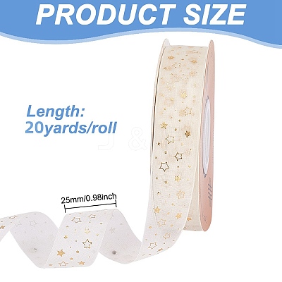20 Yards Hot Stamping Star Polyester Chiffon Ribbons AJEW-WH0518-71B-1