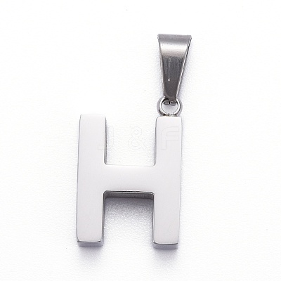 Non-Tarnish 304 Stainless Steel Letter Pendants STAS-H127-H-P-1