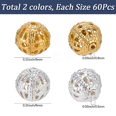 120Pcs 2 Styles Brass Beads KK-SC0007-96-1