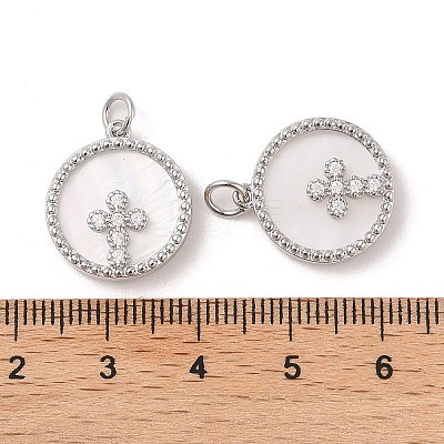 Brass Pendants Pave Shell X-KK-L208-76P-1