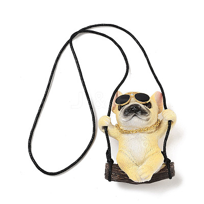 Cute Resin Swinging Bulldog Pendant Decorations HJEW-A010-01A-1