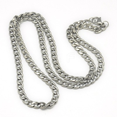 Non-Tarnish Trendy Men's 201 Stainless Steel Chain Curb Necklaces X-NJEW-L043-40P-1