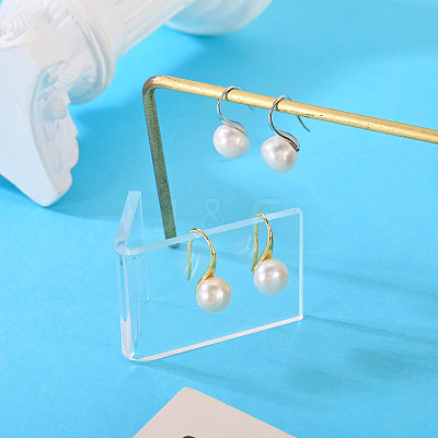 2 Pairs 2 Colors Brass Natural Pearl Dangle Earrings PEAR-TA0001-52-1