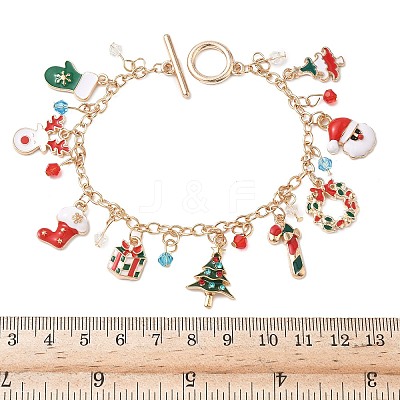 Christmas Alloy Enamel Charm Bracelets BJEW-H634-01B-KCG-1