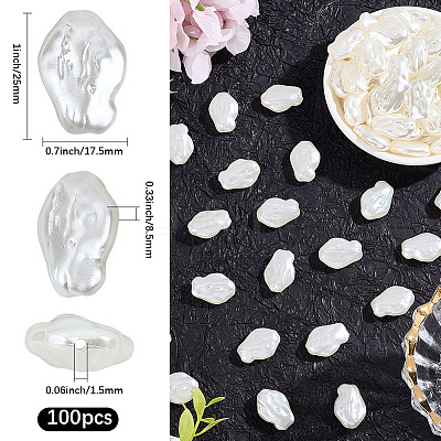 100Pcs ABS Plastic Imitation Pearl Beads OACR-LT0001-05-1