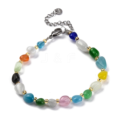 Cat Eye Beaded Bracelets for Women G-P563-07P-21-1