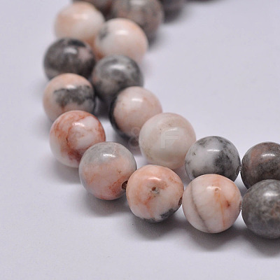 Natural Pink Zebra Jasper Beads Strands G-P231-01-8mm-1