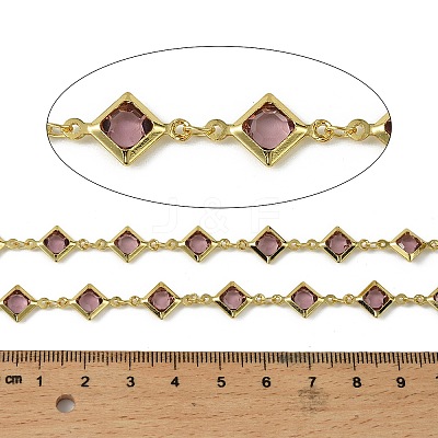 Brass Glass Rhombus Link Chains CHC-R001-05G-06-1