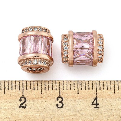 Rack Plating Brass Micro Pave Cubic Zirconia European Beads KK-F089-31RG-02-1