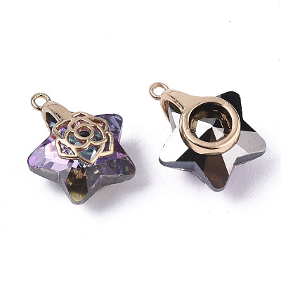 Electroplate Glass Pendants X-EGLA-N005-003C-1