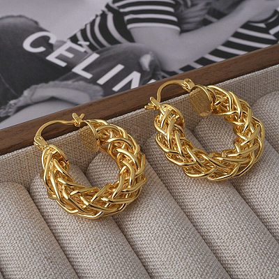 Brass Hoop Earring for Women LS-EJEW-L288-002G-1