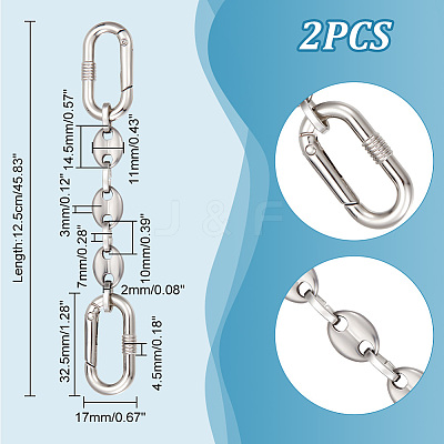 2Pcs 304 Stainless Steel Oval Link Bag Extender Chains AJEW-UN0001-74-1