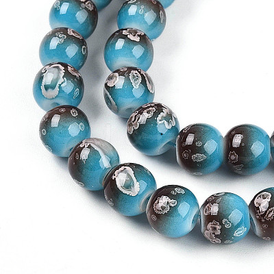 Baking Paint Glass Beads Strands DGLA-N008-8mm-07-1