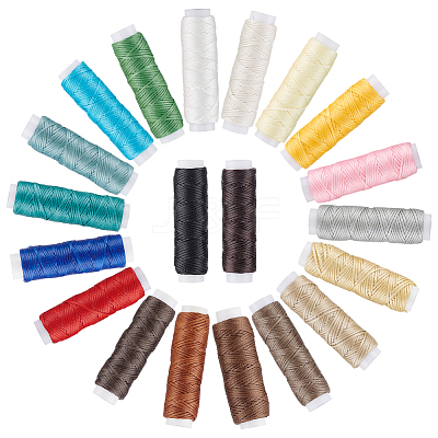 20 Rolls 20 Colors Flat Waxed Polyester Cord YC-PH0001-53-1