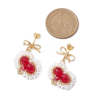 Handmade Glass Seed Beads Heart Stud Earrings EJEW-MZ00291-02-1