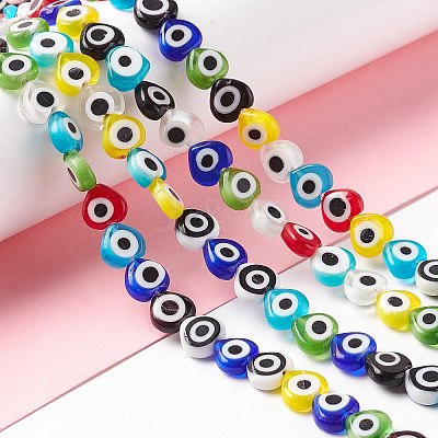Handmade Evil Eye Lampwork Beads Strands LAMP-F023-B-1