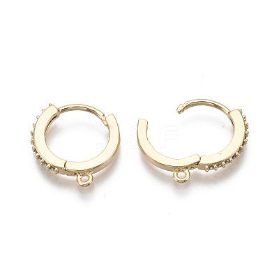 Brass Micro Pave Cubic Zirconia Huggie Hoop Earring Findings KK-T063-013-NF-1