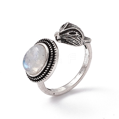 Fox Natural Rainbow Moonstone Cuff Rings KK-A173-06AS-02-1