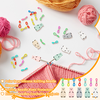 Polar Bear Silicone Knitting Needle Stoppers SIL-NB0001-25-1