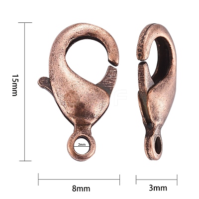 Red Copper Brass Lobster Claw Clasps X-KK-903-R-NF-1