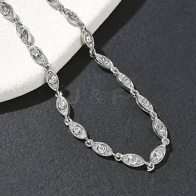 Brass Micro Pave Clear Cubic Zirconia Eye Link Chain Bracelets for Women BJEW-G764-09P-1