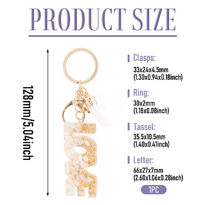 Alloy & Resin Tassel Keychainss AJEW-TADJ0001-20G-08-1