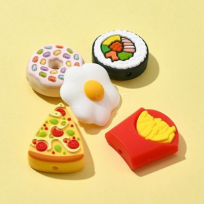 5Pcs 5 Styles Food Grade Eco-Friendly Silicone Focal Beads SIL-FS0001-04-1