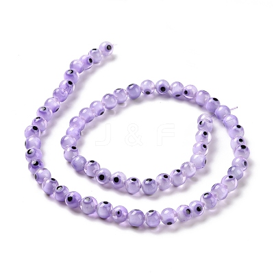 Handmade Evil Eye Lampwork Round Bead Strands X-LAMP-L055-6mm-26-1